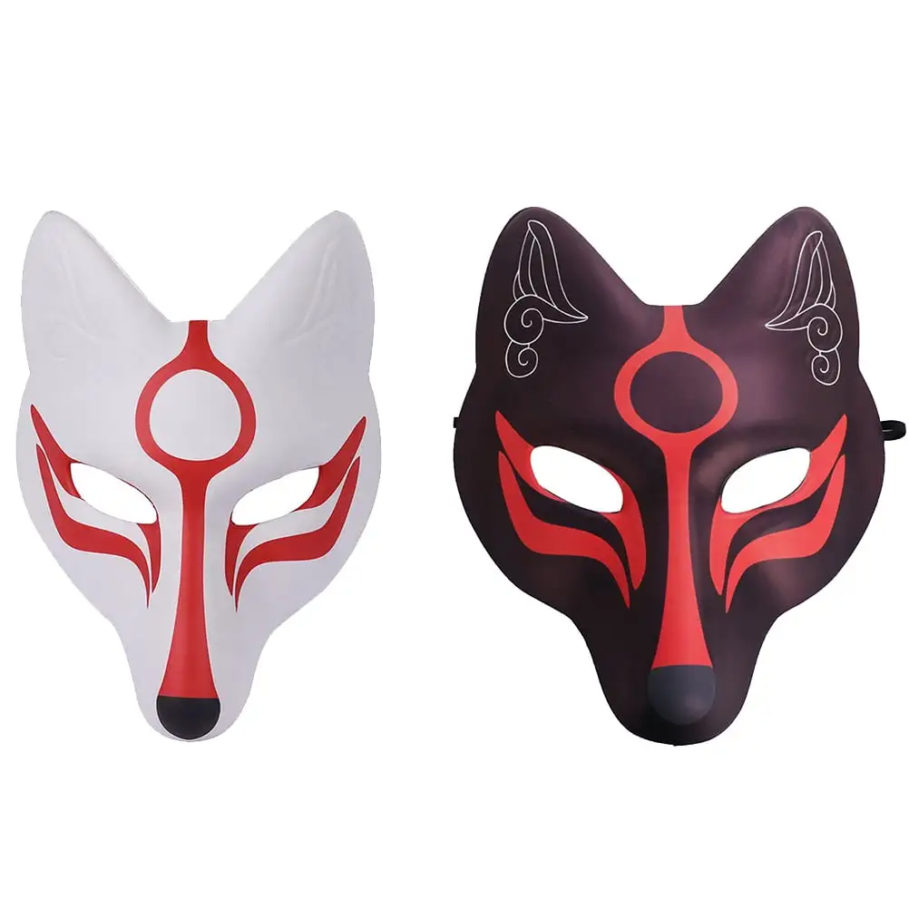 NUOLUX Masks Fox Japanese Cosplay Party Costume Masquerade Kitsune Halloween Animal Kabuki Face Half Anime Props Decorative