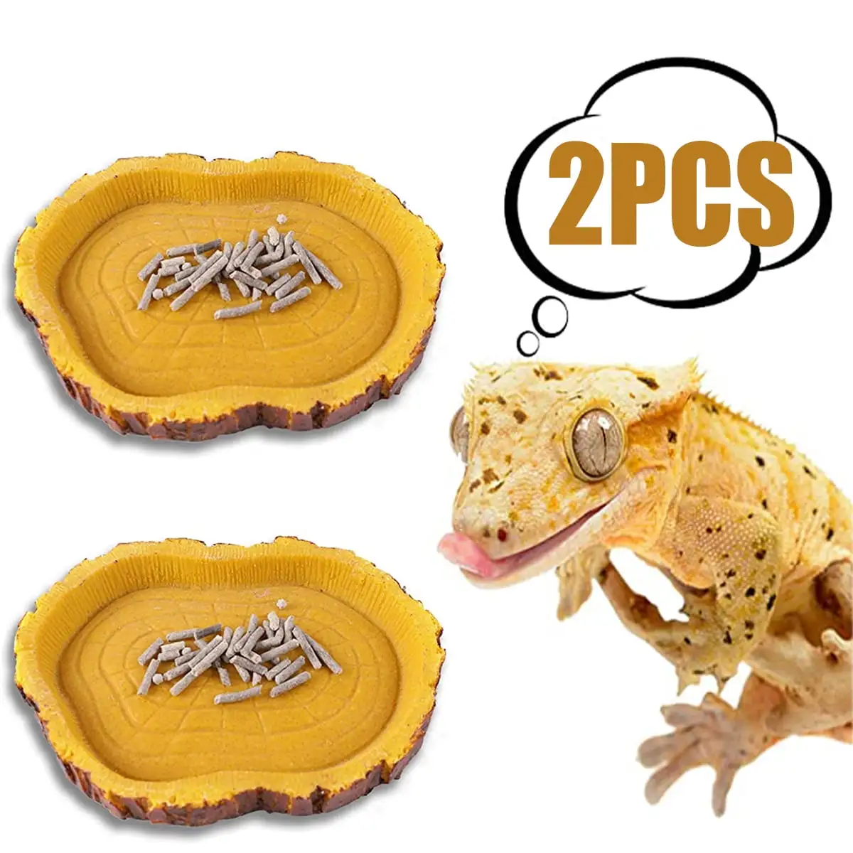 Danlai-2PCS Resin Food Tray Pet Feeding Tray Turtle Cricket