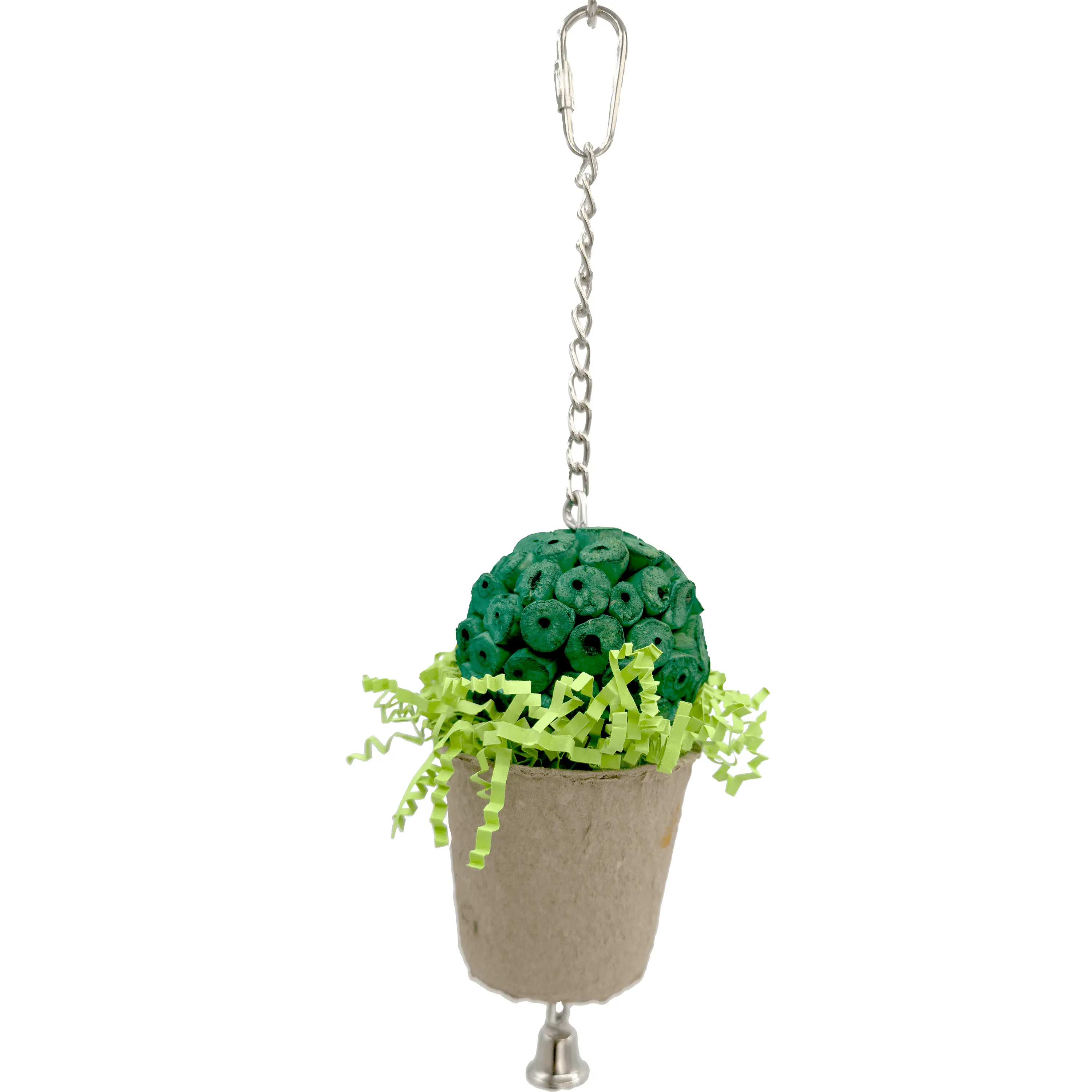 1578 Green Sola Peat Shredder - Handcrafted Foraging Bird Cage Toy. Lightweight Chewable Parts