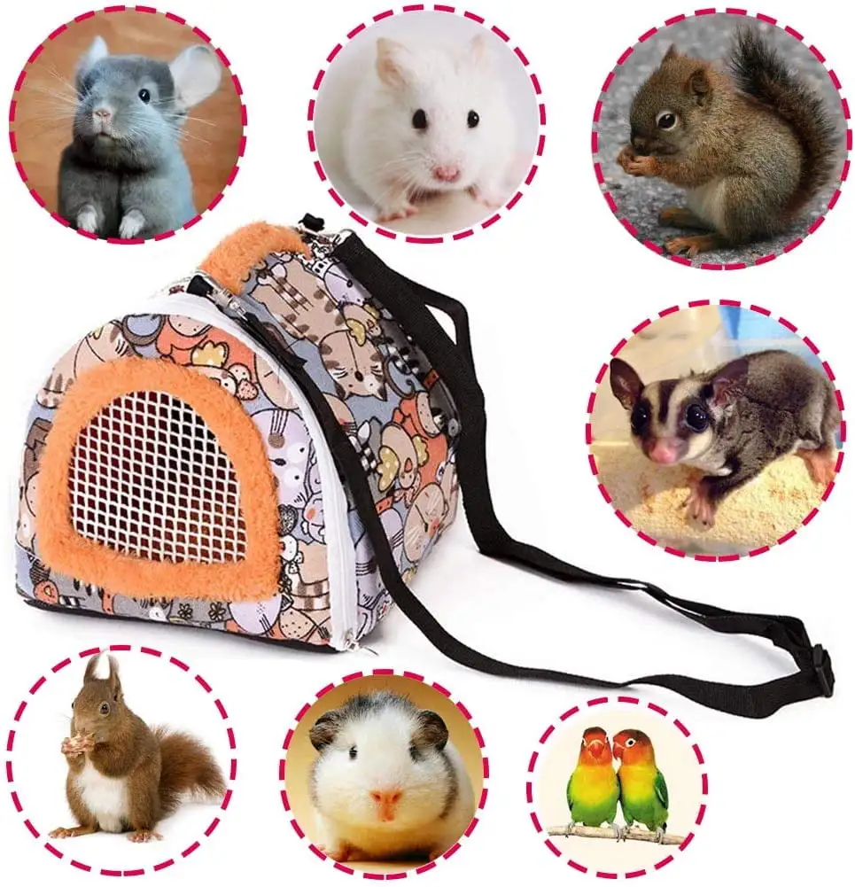 Walbest Small Pets Carrier Bag. Portable Rats Sugar Glider Guinea Chinchillas Hamster Hedgehog Outdoor Travel Carrier Pouch Bag. Small Animals Breathable Hanging Tote Bag with Detachable Strap Zipper