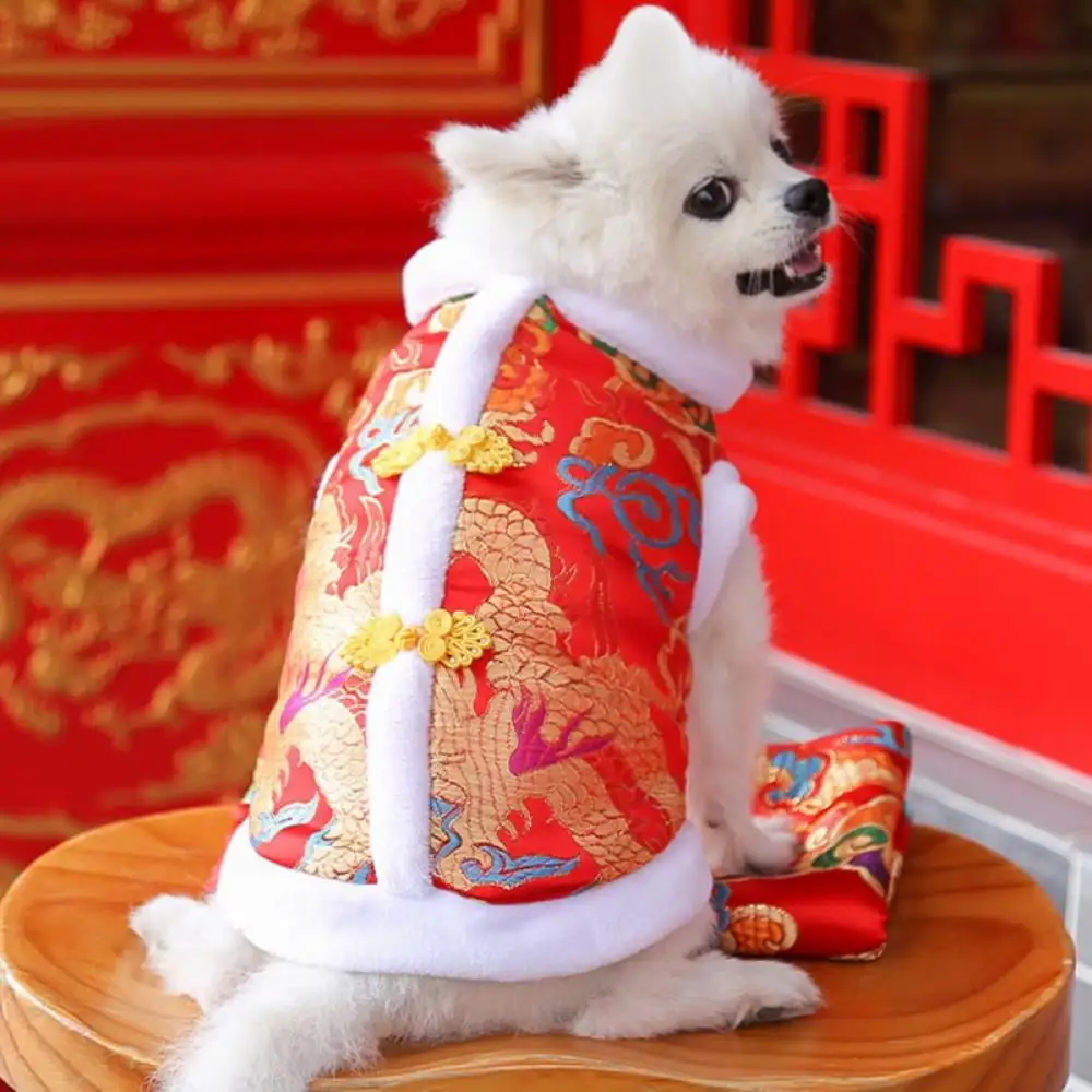 Dog Chinese Style Costume Pet New Year Costume Tang Dynasty Puppy Coat for Schnauzer Chihuahua Teddy 6 Sizes