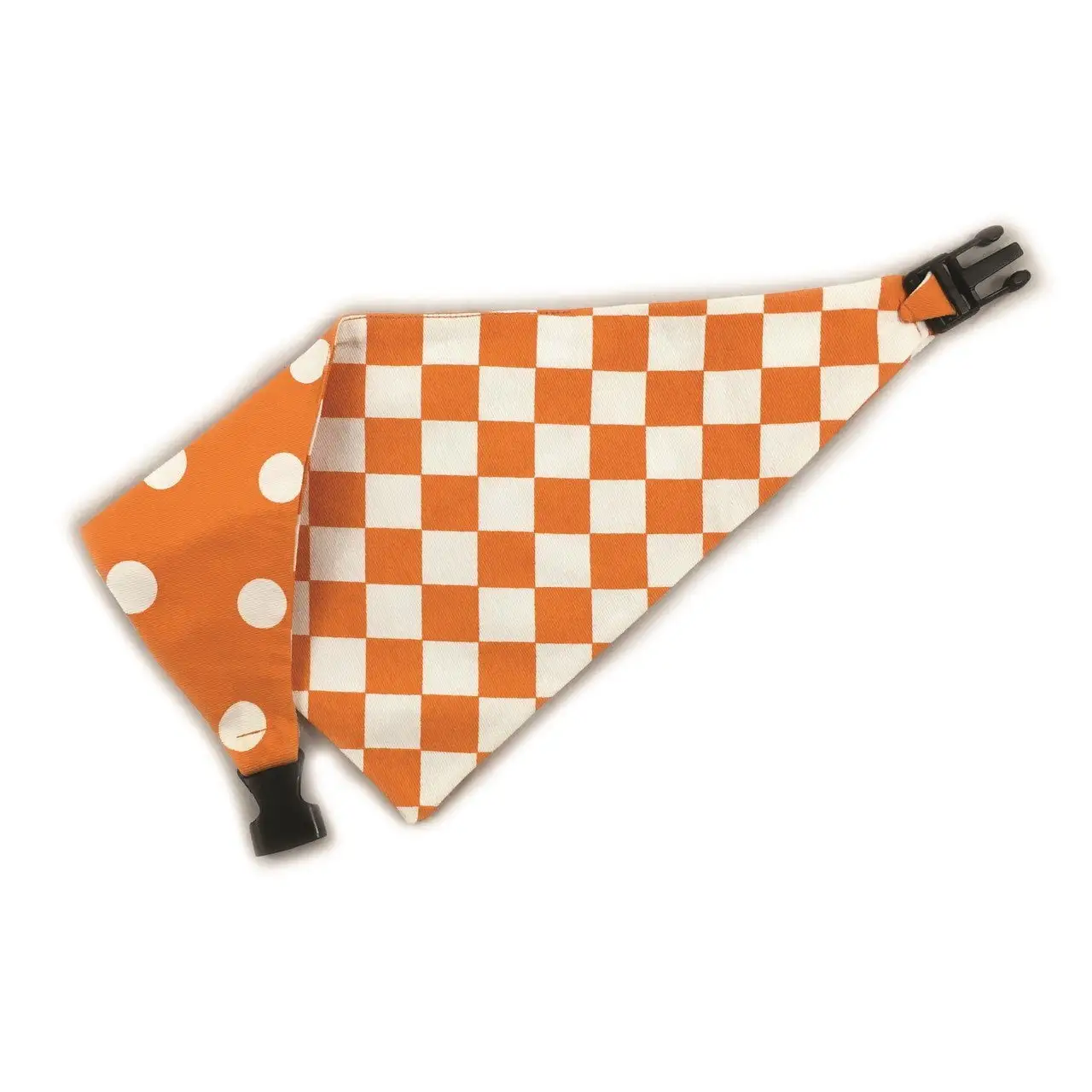 Orange Checkered Reversible Dog Bandana