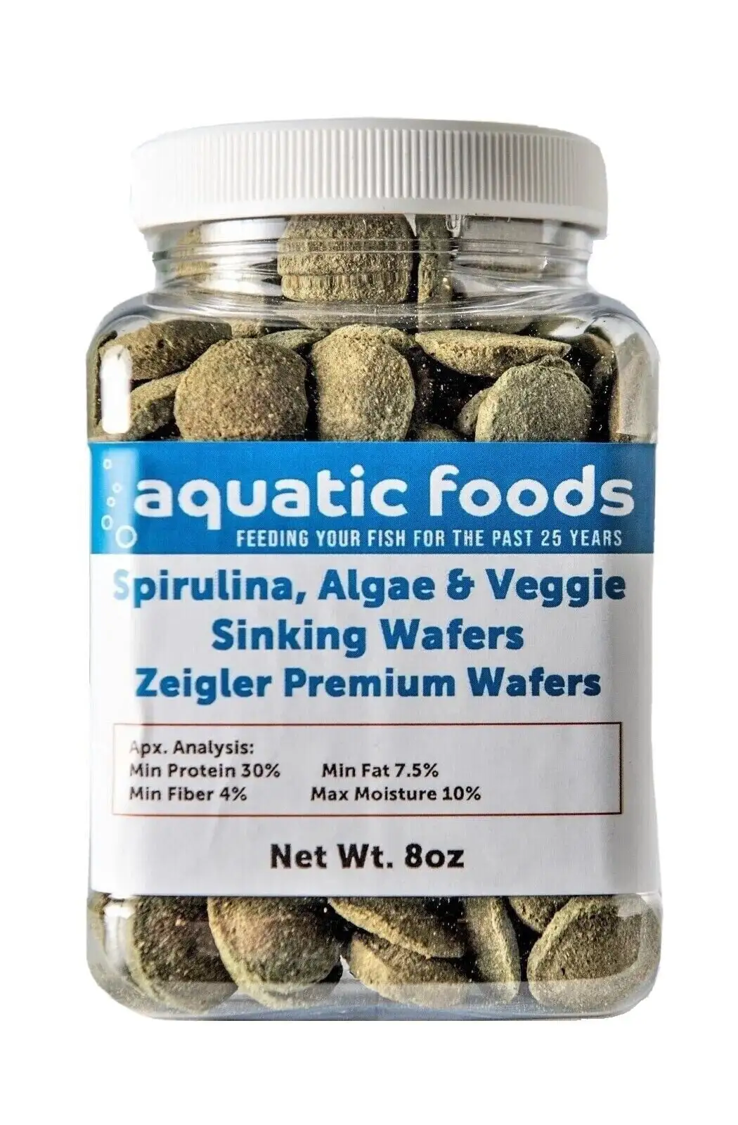 Wafers of Spirulina. Algae. Veggies. Sinking Wafers for Bottom Fish. Shrimp. Snails. Crabs. Crayfish. All Tropical Fish. Zeigler Wafersa?|8oz Small Jar