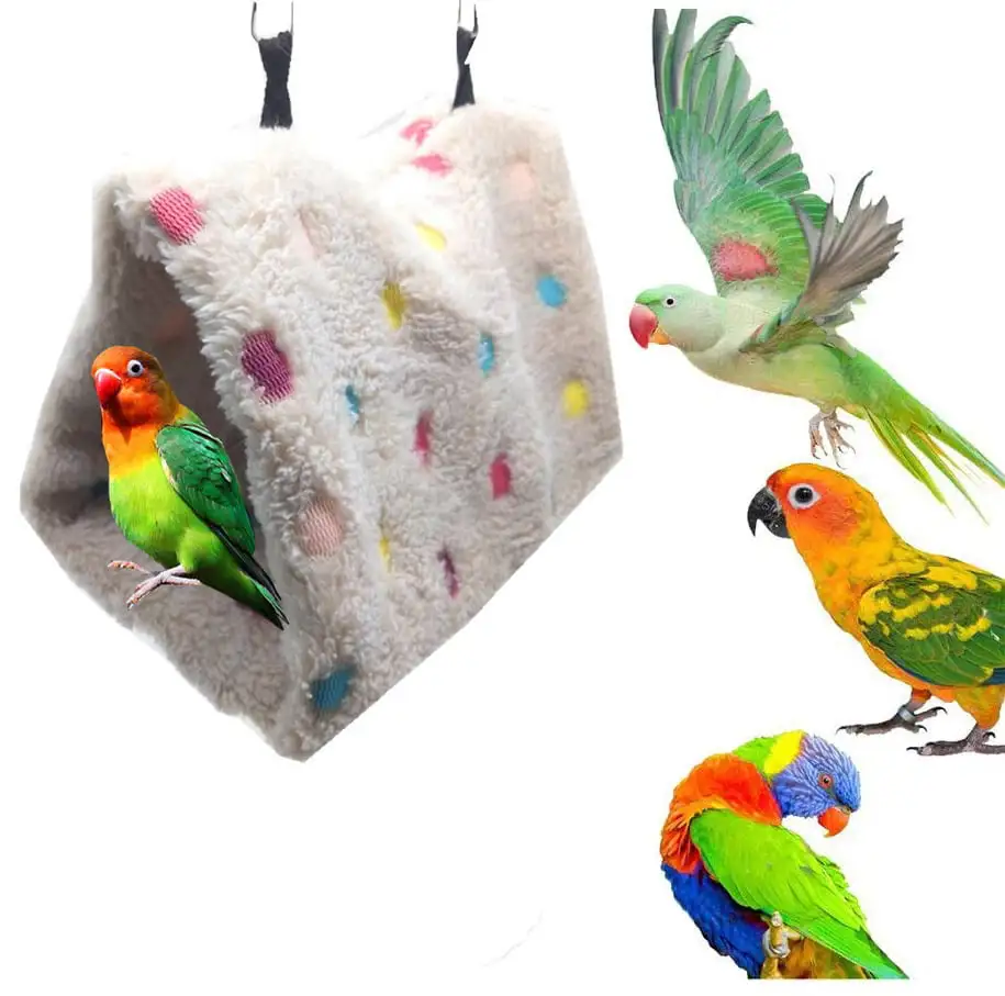 Walbest Winter Warm Bird Nest House Shed Hut Hanging Hammock Finch Cage Plush Fluffy Birds Hut Hideaway for Parrot Macaw Budgies Eclectus Parakeet Cockatiels Cockatoo Lovebird (S