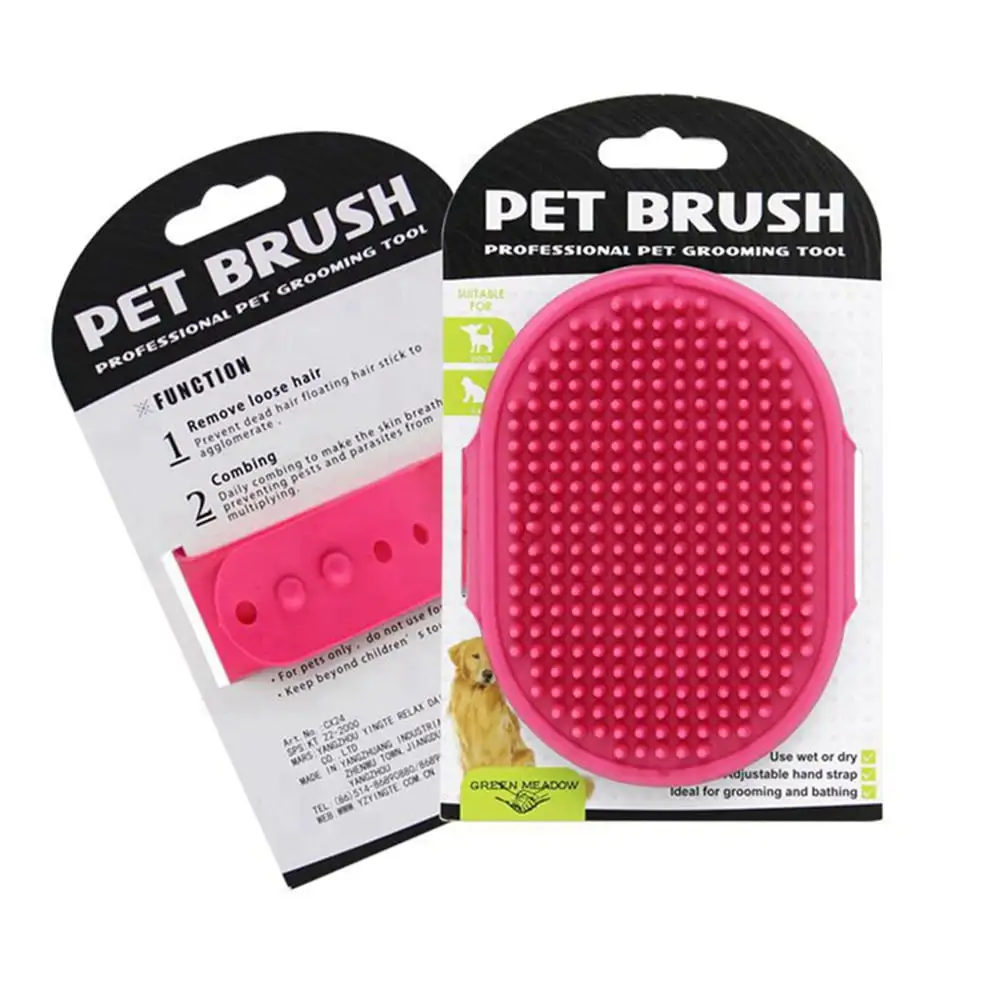 Dog Bath Brush Dog Grooming Brush. Pet Shampoo Bath Brush Soothing Massage Rubber Comb with Adjustable Ring Handle for Long Short Haired Dogs and Cats. Pack of 1