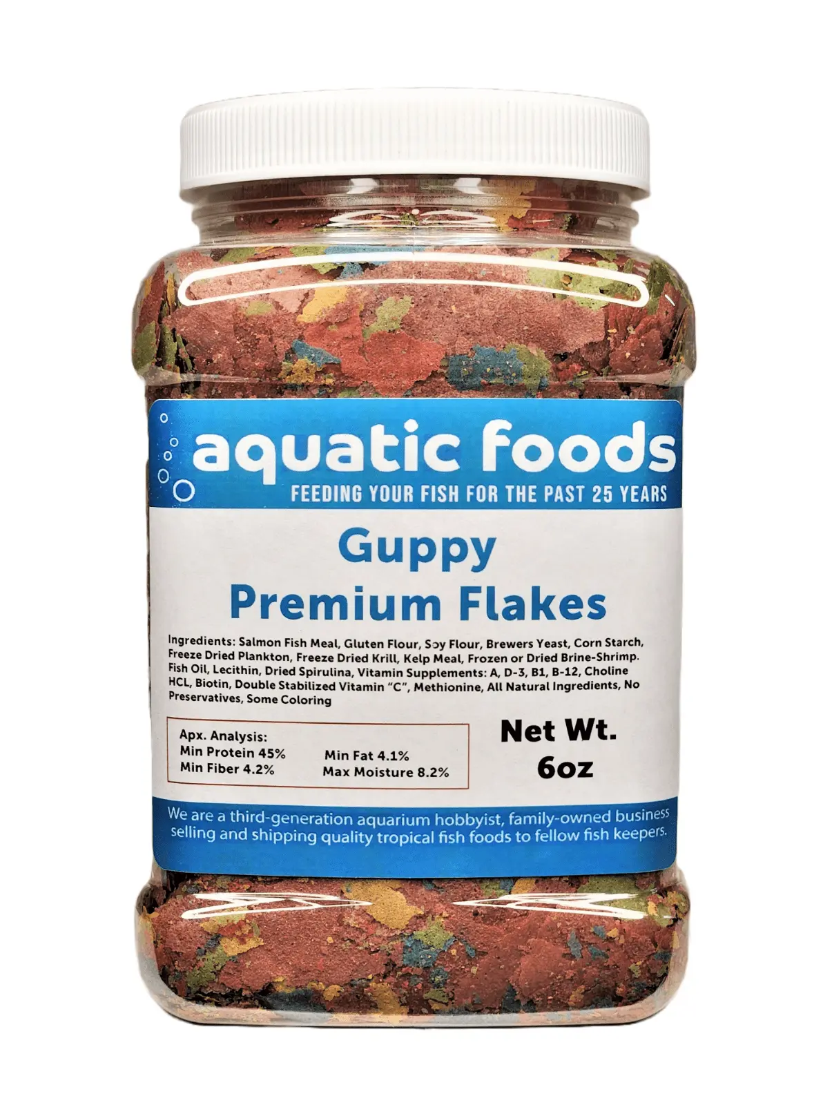 Guppy Premium Flake Mix for Guppies. All Tropicals. Aquatic Foods Premiun Flakesa?|6oz Med Jar