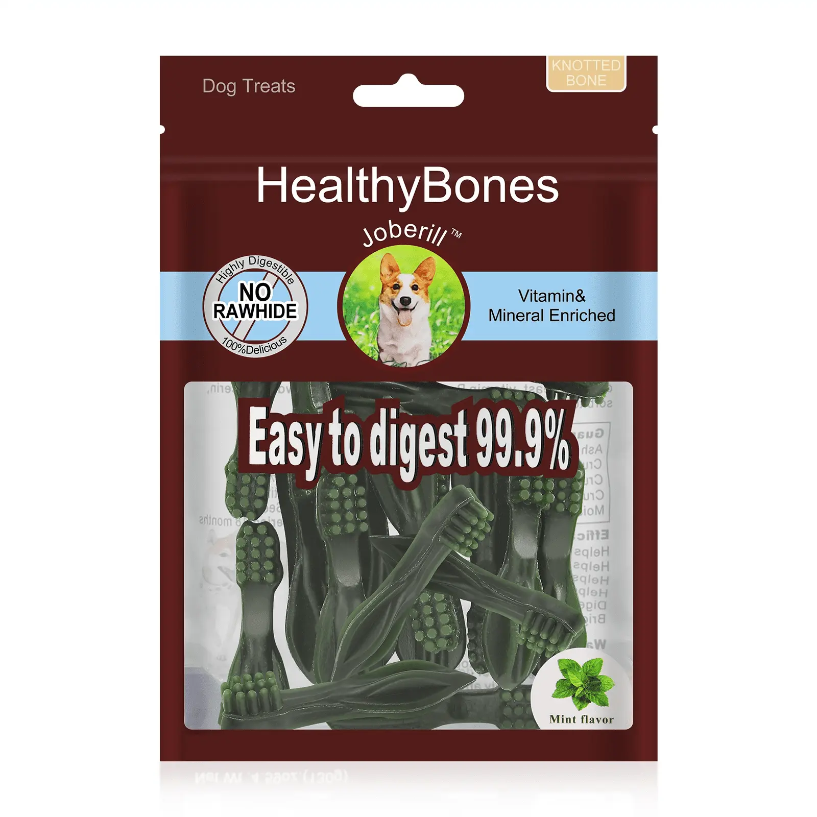 HealthyBones Original Natural Dog Dental Care Snacks Oral Health Dog Treats for Basset Fauve de Bretagne and Other Med Hound Dogs . 15 Count