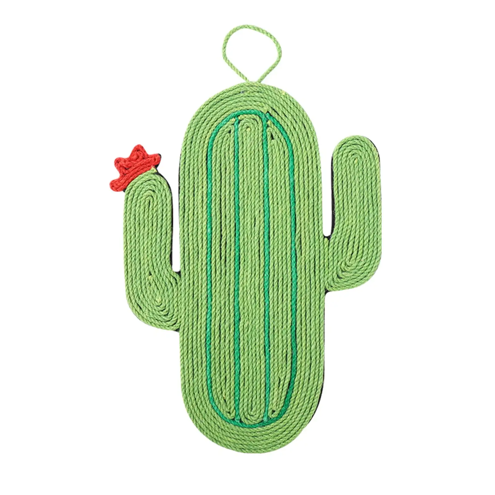 FANCY Cactus Scratching Pad Adorable Scratching Board Sisal Scratching Post Green Red Flower Sleeping Rug Pad with Hanging Rope for Cat Pet Home Wall Living Room Bedroom Cat Cafe