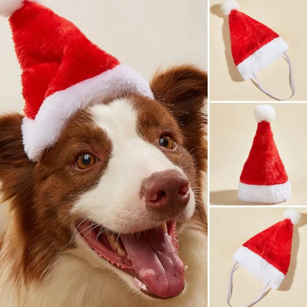 4 Pieces Dog Santa Hat Christmas Pet Hats Pet Costumes for Dogs Cats Christmas Supplies