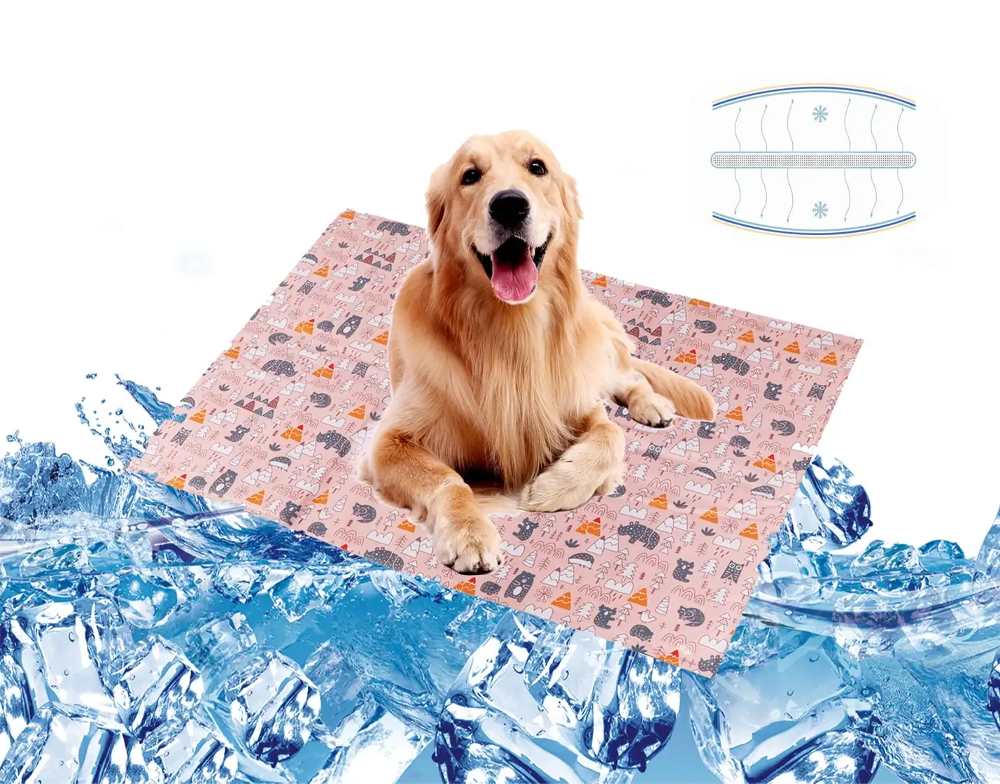 BIGTREE Pet Self Cool Mat. Summer Cooling Kennel Crate Pad for Dogs. Cats (Pink. XL)