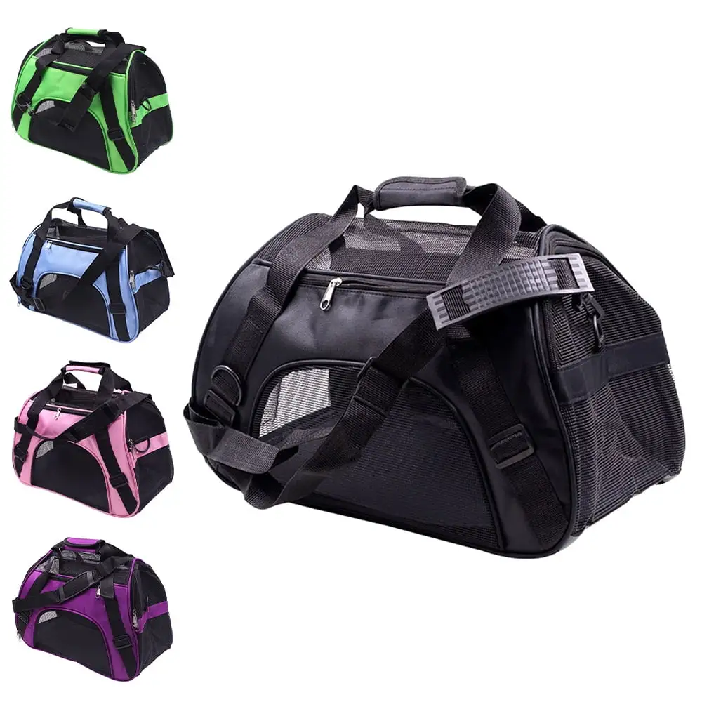 Yipa Cat Carrier Small Animal Carrier Soft-Sided Pet Travel Carrier for Cats Dogs Puppy Comfort Portable Foldable Pet Bag Airline Approved Black Middle Size