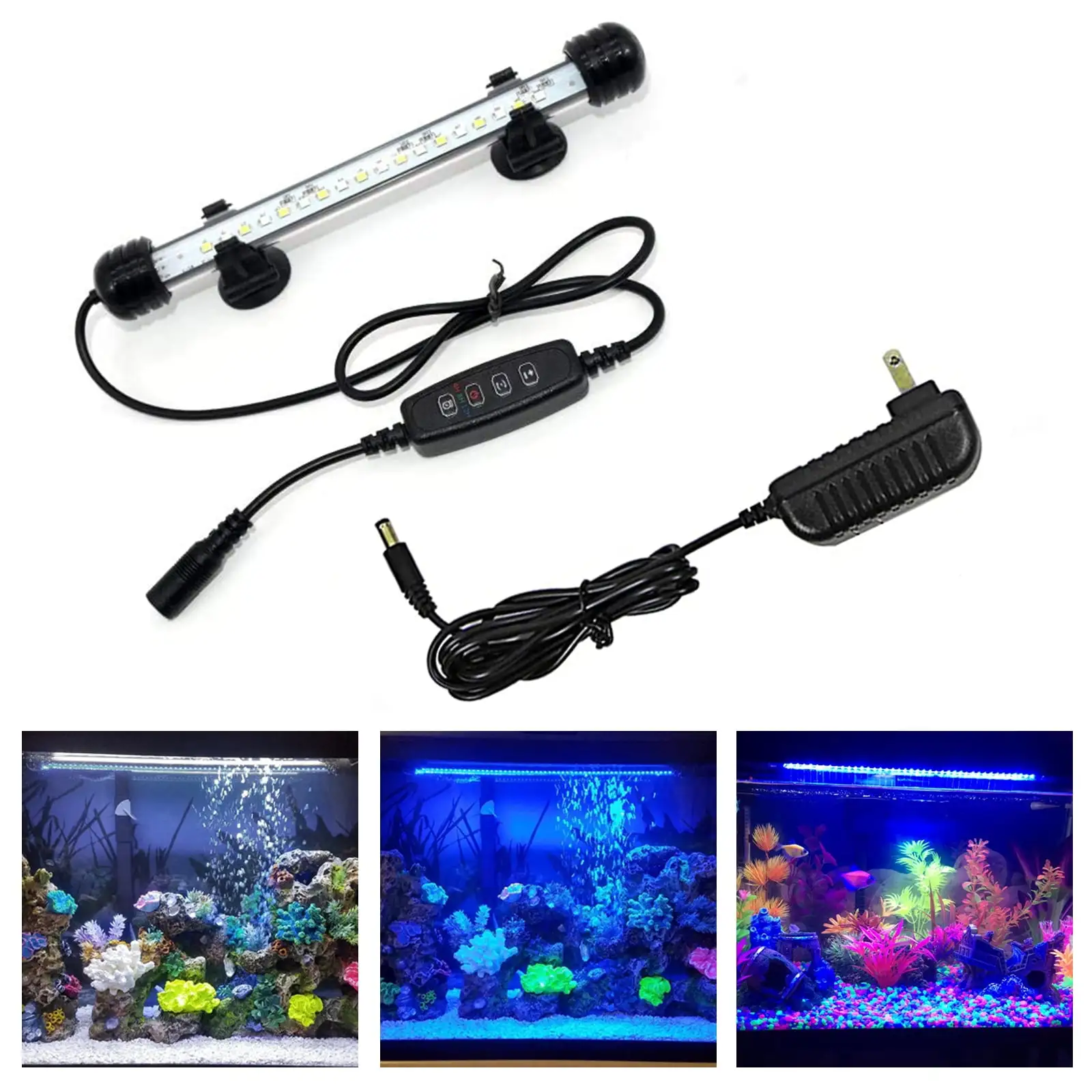 KBOOK LED Aquarium Light Submersible Fish Tank Light Bar Stick 3 Light Mode Dimmable with Timer