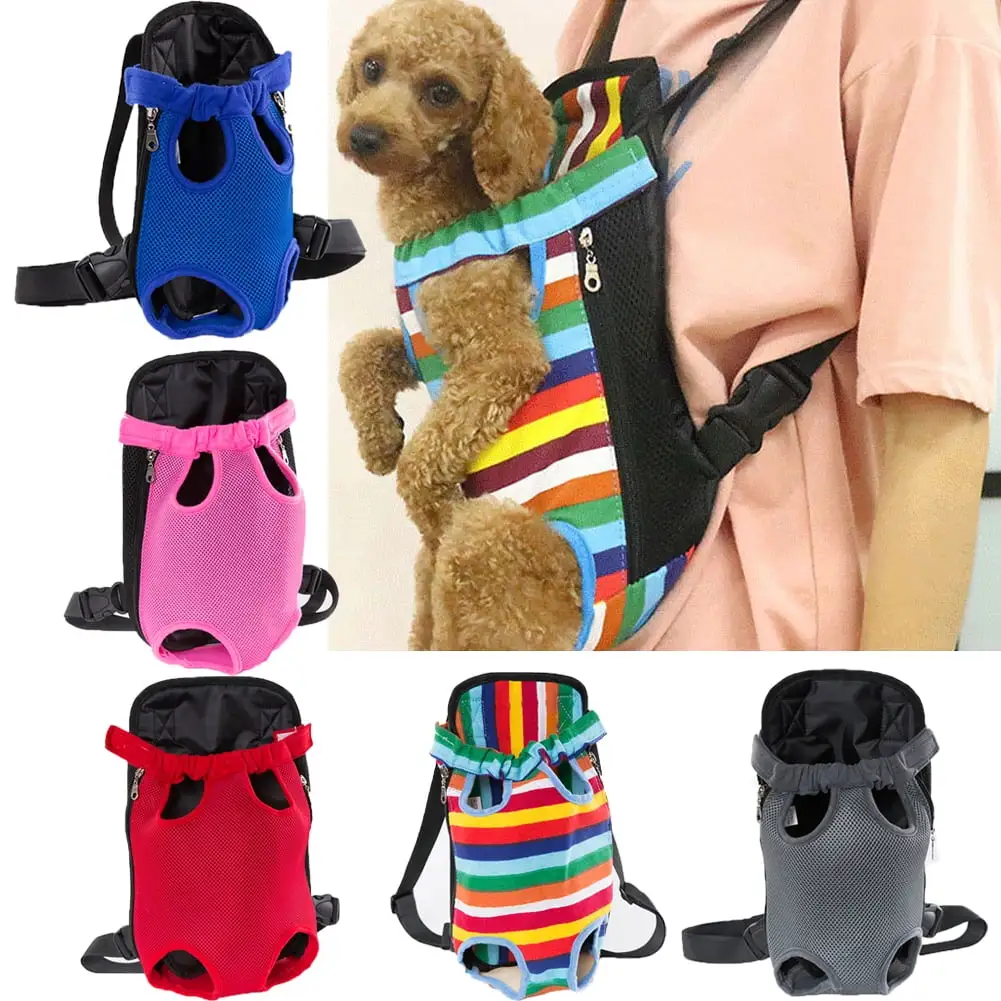 Small Pets Dog Carrier Backpack Sling Mesh Travel Puppy Shoulder Bag Chest Pack(Colorful/S)