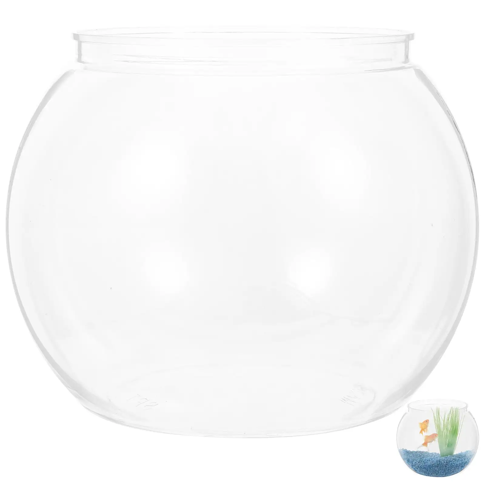 NUOLUX Plastic Fish Bowl Small Fish Tank Desktop Fish Tank Clear Round Fish Bowl Golden Fish Tank