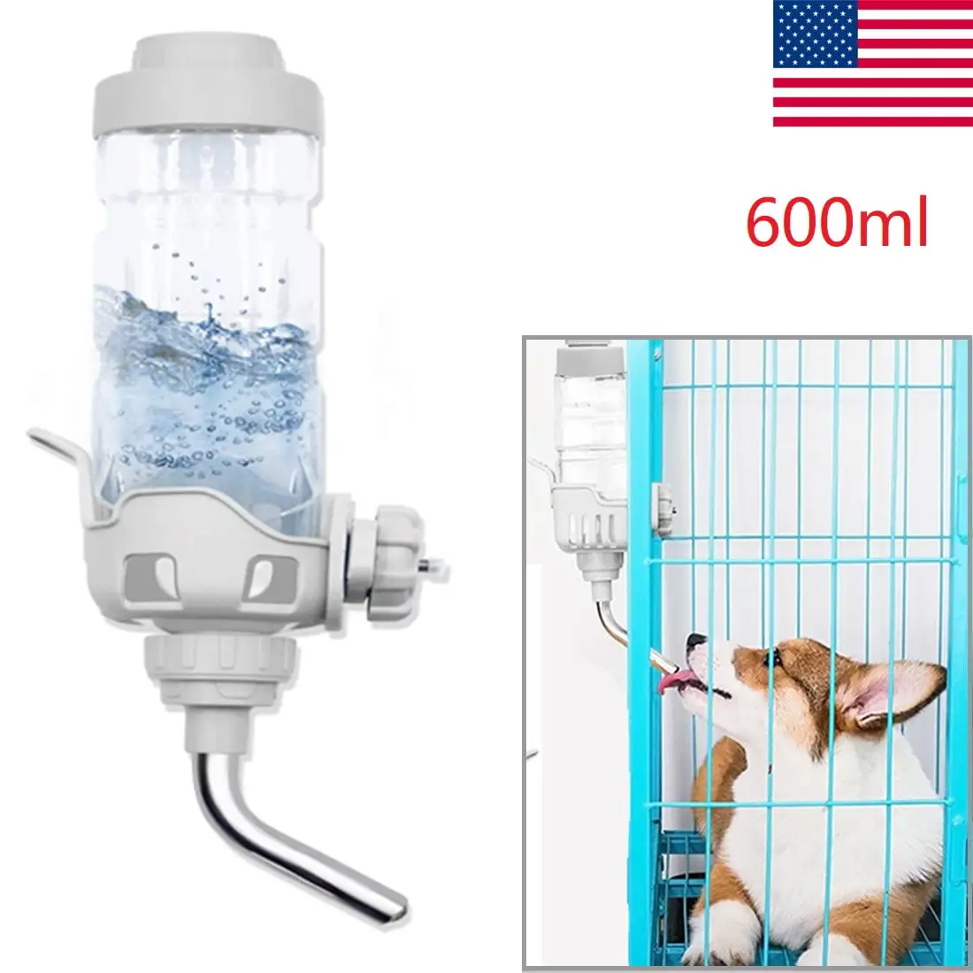 Dog Water Bottle Dispenser for Cage Crate Kennel Auto