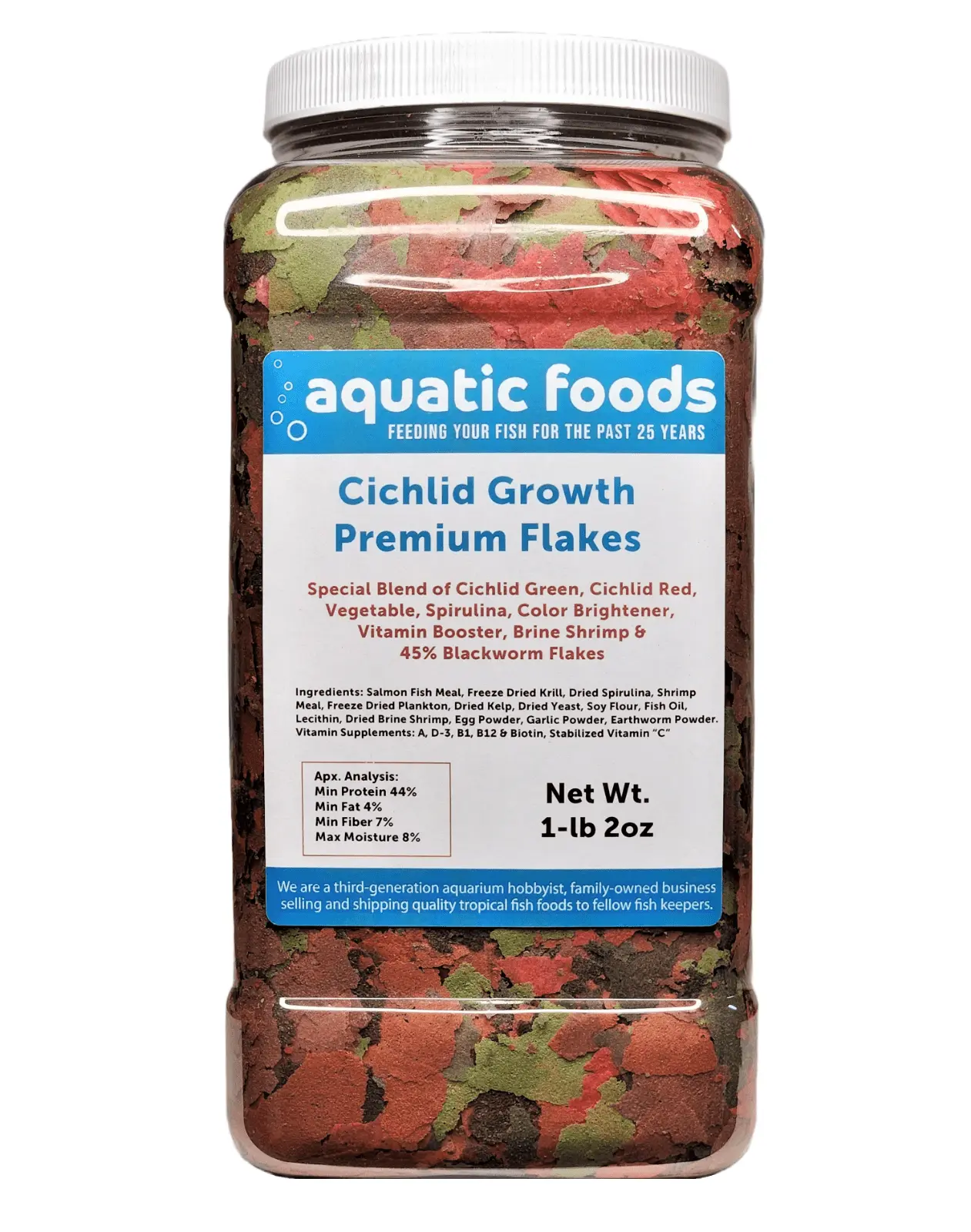 Cichlid Growth ULTRA 8-Type Premium Flake Mix for Discus. Cichlids. All Tropicals. Aquatic Foods Premiun Flakesa?|1-lb 2oz Lg Jar