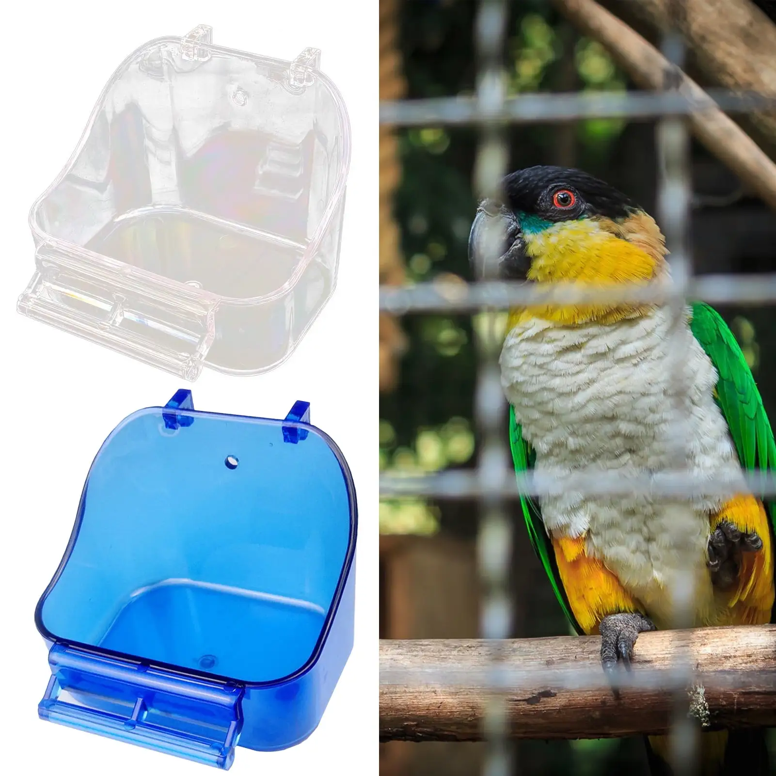 Walbest Bird Bath Box Non-slip Multi-functional Plastic Standing Pole Design Bird Cage Accessory for Parakeet