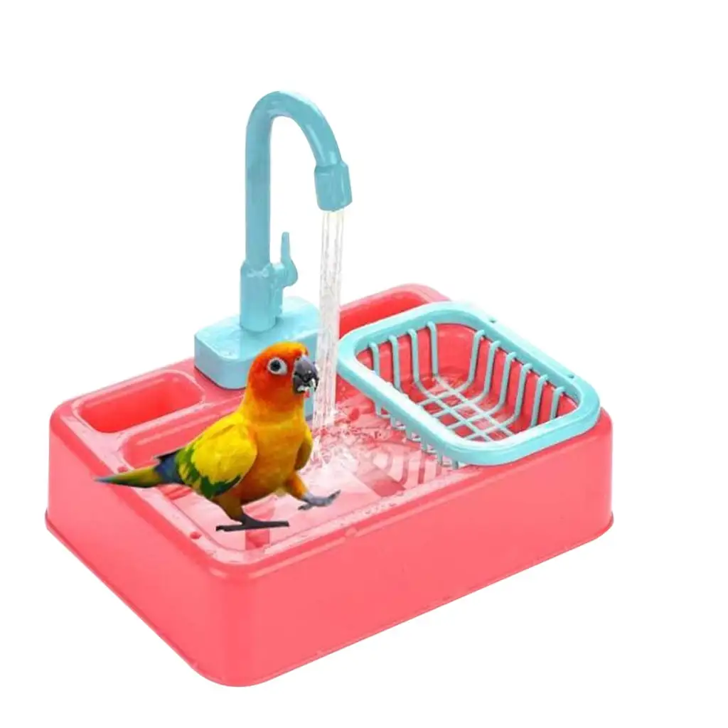 Educational Toys for 5 Year Old Boys Bird Bathtub. Parrot Automatic Bathtub With Faucet. Bird Shower Bathtub For Pet Polyester