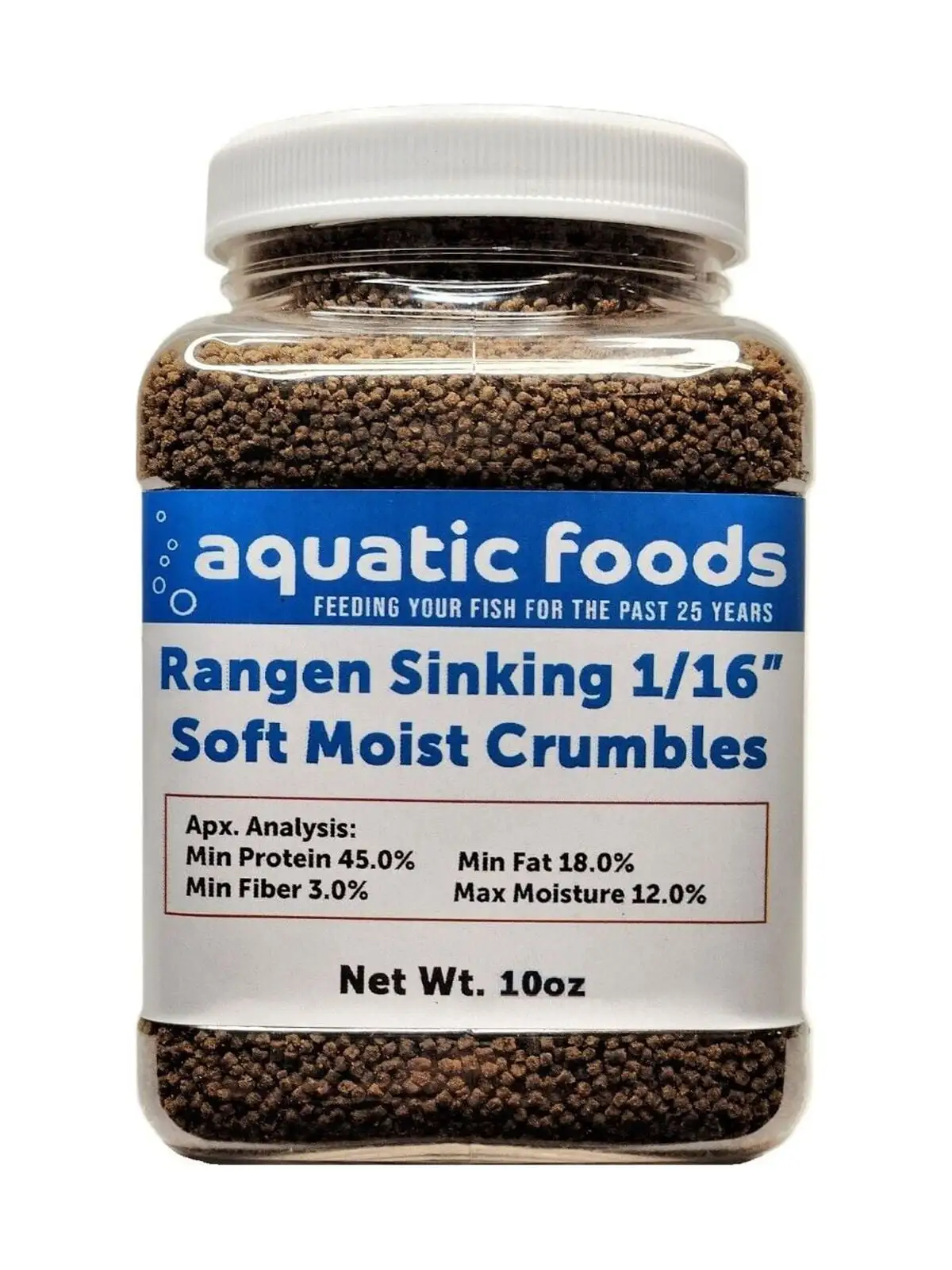 1/16 Soft Moist Sinking Rangen Salmon Crumbles for Baby Axolotls. Shrimp. Snails. Crabs. Small Amphibians. Bottom Tropical Fish ...10oz Small Jar