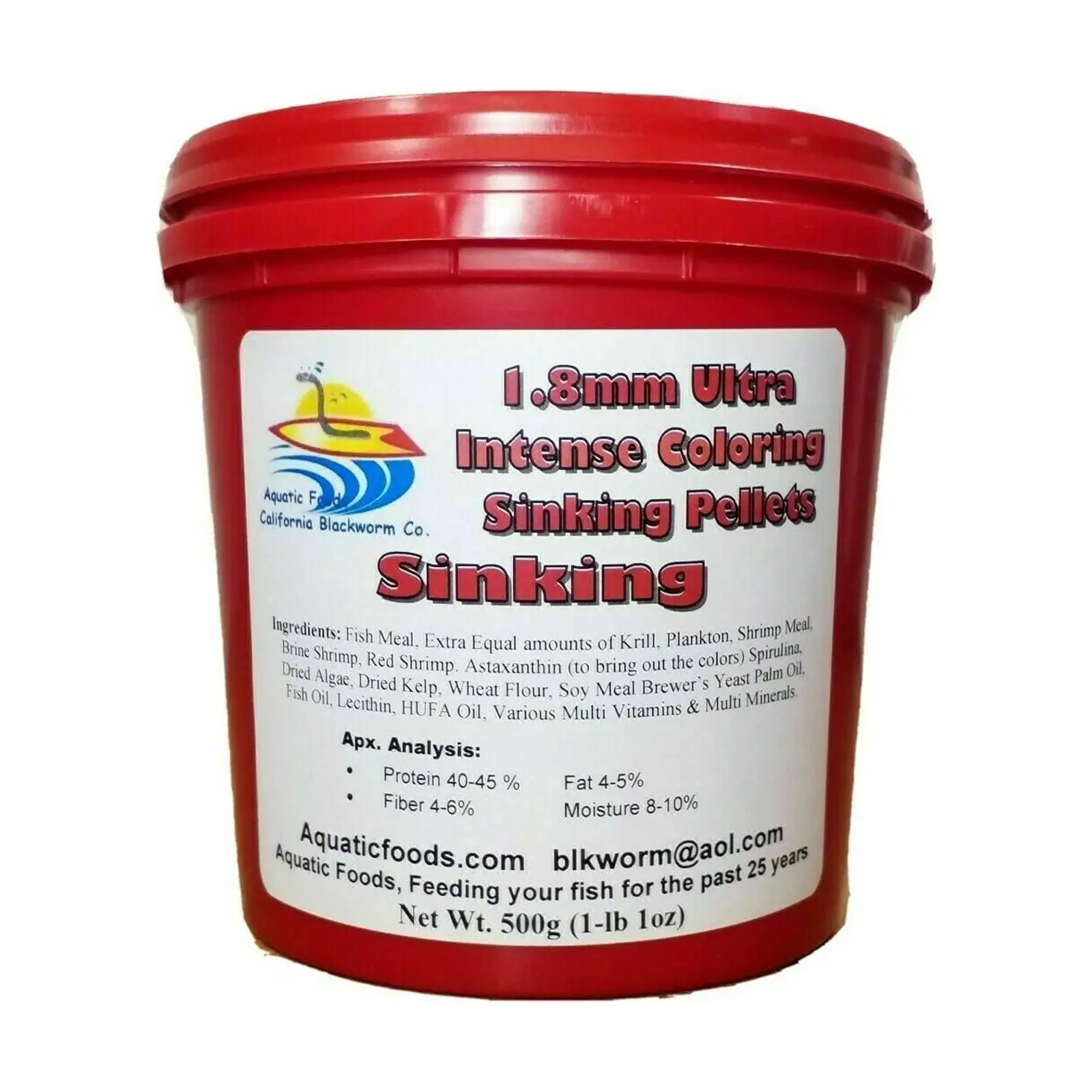 1.8 mm Sinking Ultra Intense Color Enhancing SINKING Pellets for ALL Tropicalsa?|500g / 1.1-lbs Tub