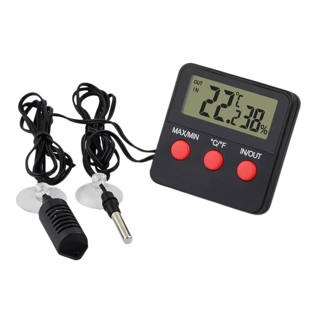 1 Set of Pet Reptile Thermometer Hygrometer for Lizard Gecko Snake Turtle without Battery (Black)