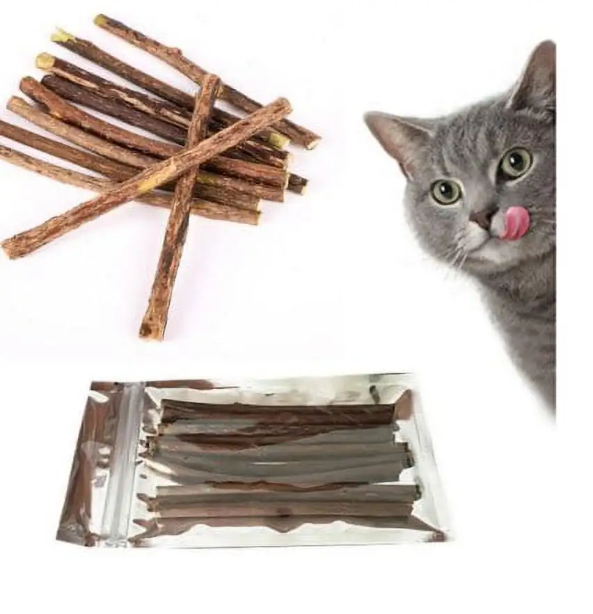 10-20 PCs Natural Silvervine Cat Matatabi Chew Stick Catnip Teeth Molar Clean Pet Toy