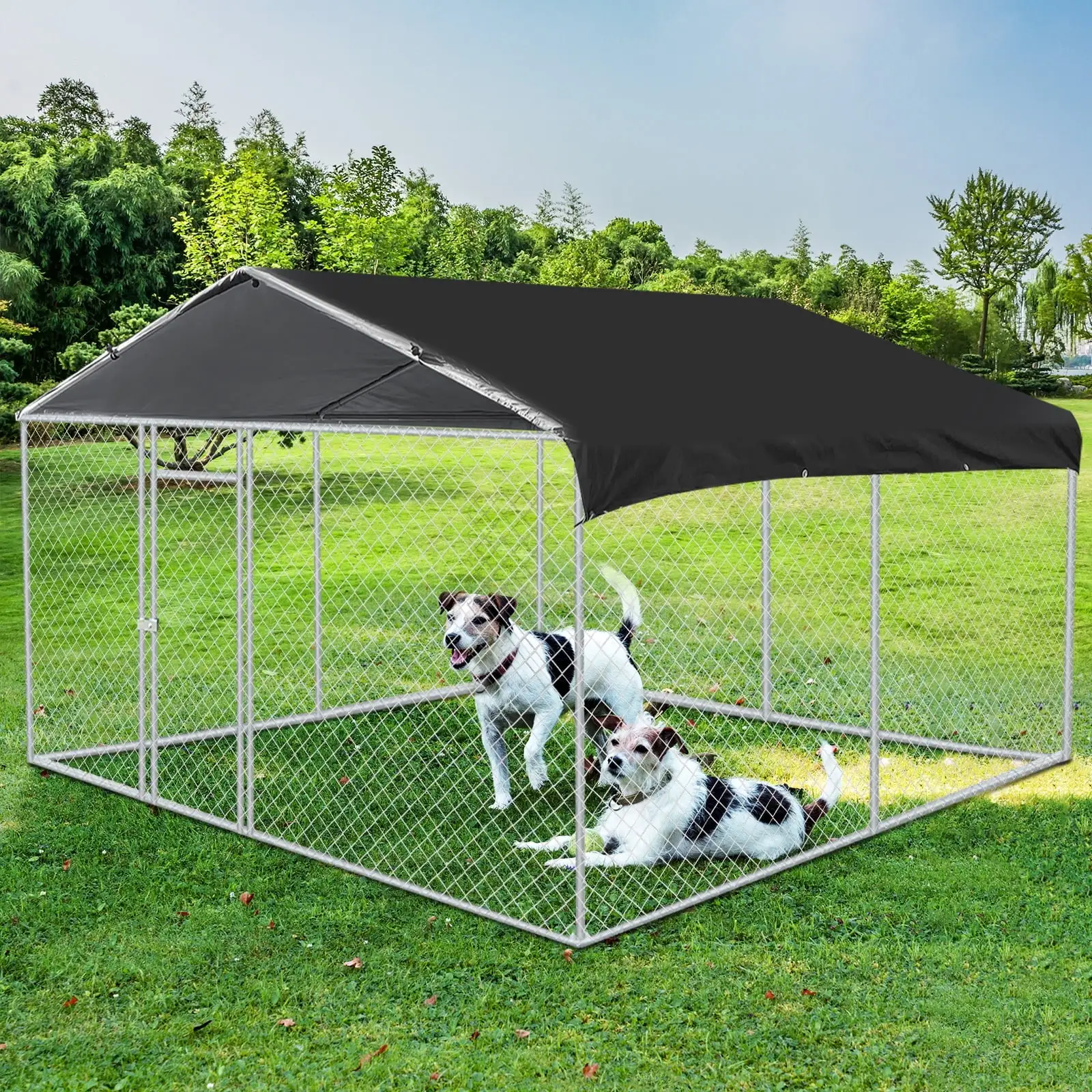 10 x 10 ft ( 118 x 118 x 67 ) Outdoor Dog Kennel Outside Large Heavy Duty Shade Dog Pen Playpen Pet Dog Enclosure Crate Dog Run House with UV & Waterproof Cover