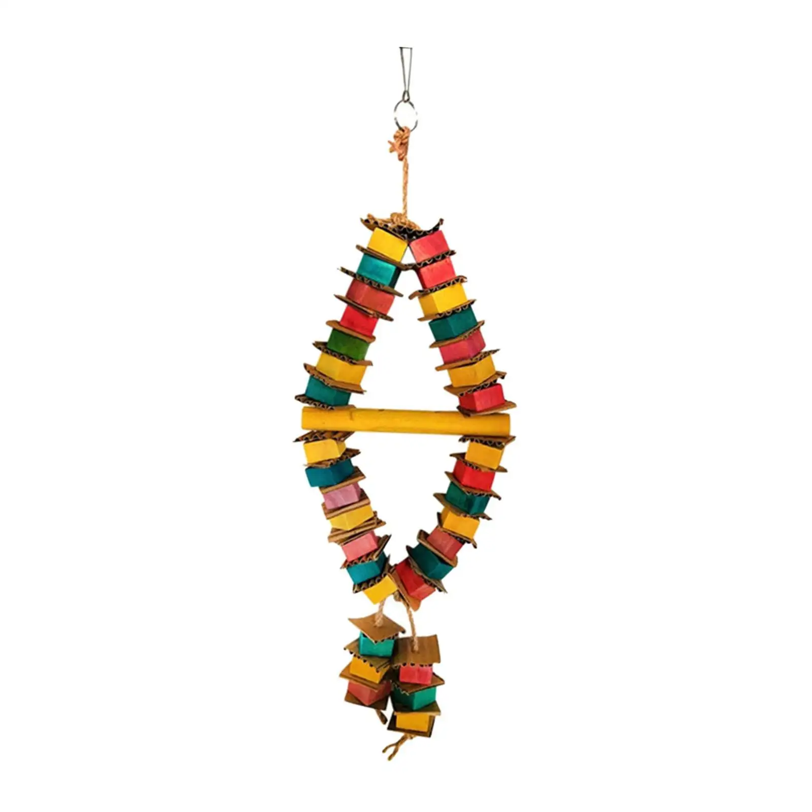 Large Medium Bird Parrot Chewing Toy - Natural Wooden Parrot Blocks Knots Tearing Toy Bird Cage Bite Toy for African Grey. Macaws Cockatoos - 2-String