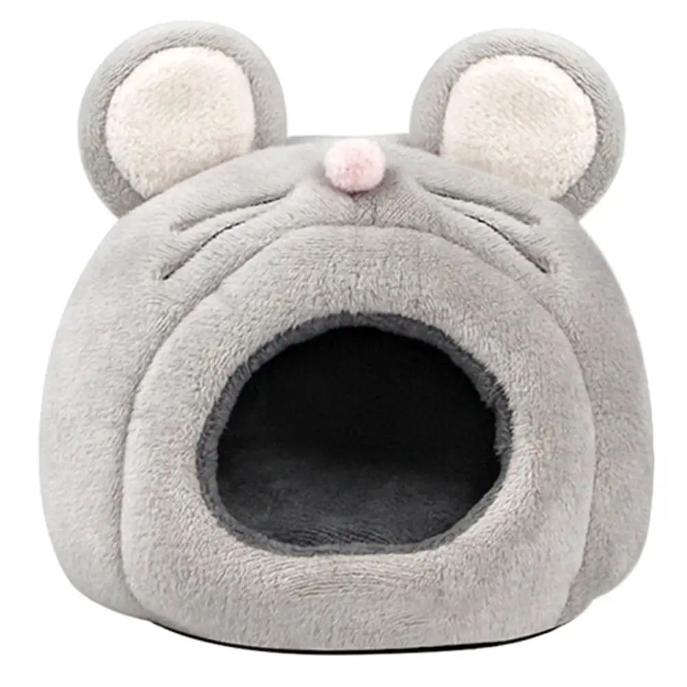 Rat Shape Hamster Hideout Plush Warm House Bed for Chinchillas Mice Rabbit