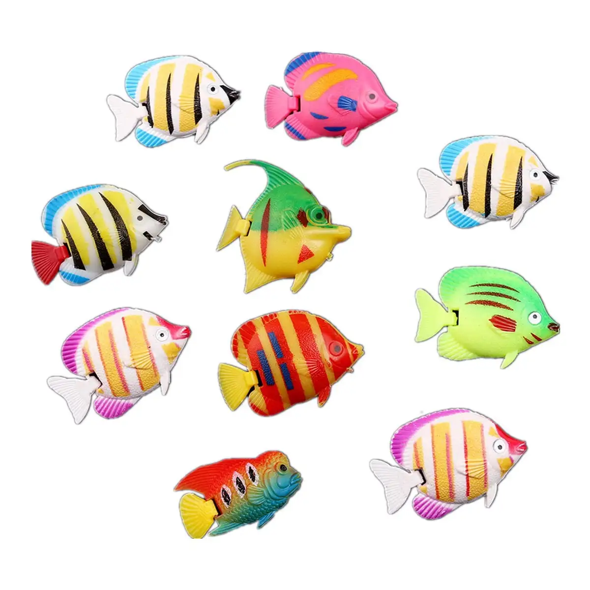 10pcs Plastic Artificial Fish Simulation Fake Fish Floating Vivid Landscape Aquarium Ornament Decoration (Random Pattern)