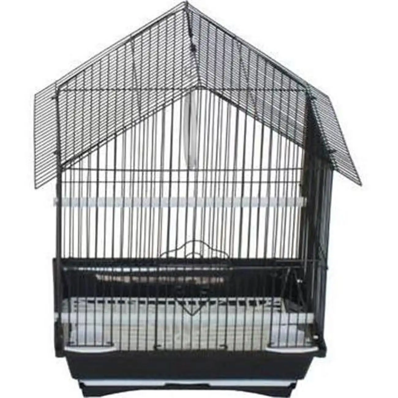 11 x 9 x 16 in. House Top Style Small Parakeet Cage. Black