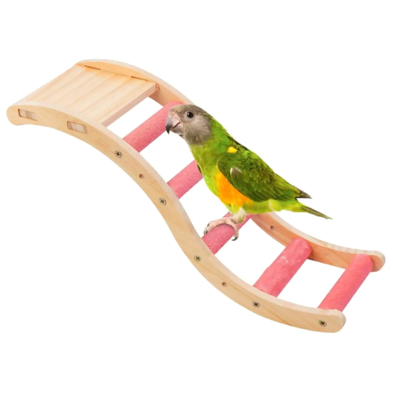 Bird Ladder Natural Wood Perch Stand Sanded Stairs Parrot Chewing Toy