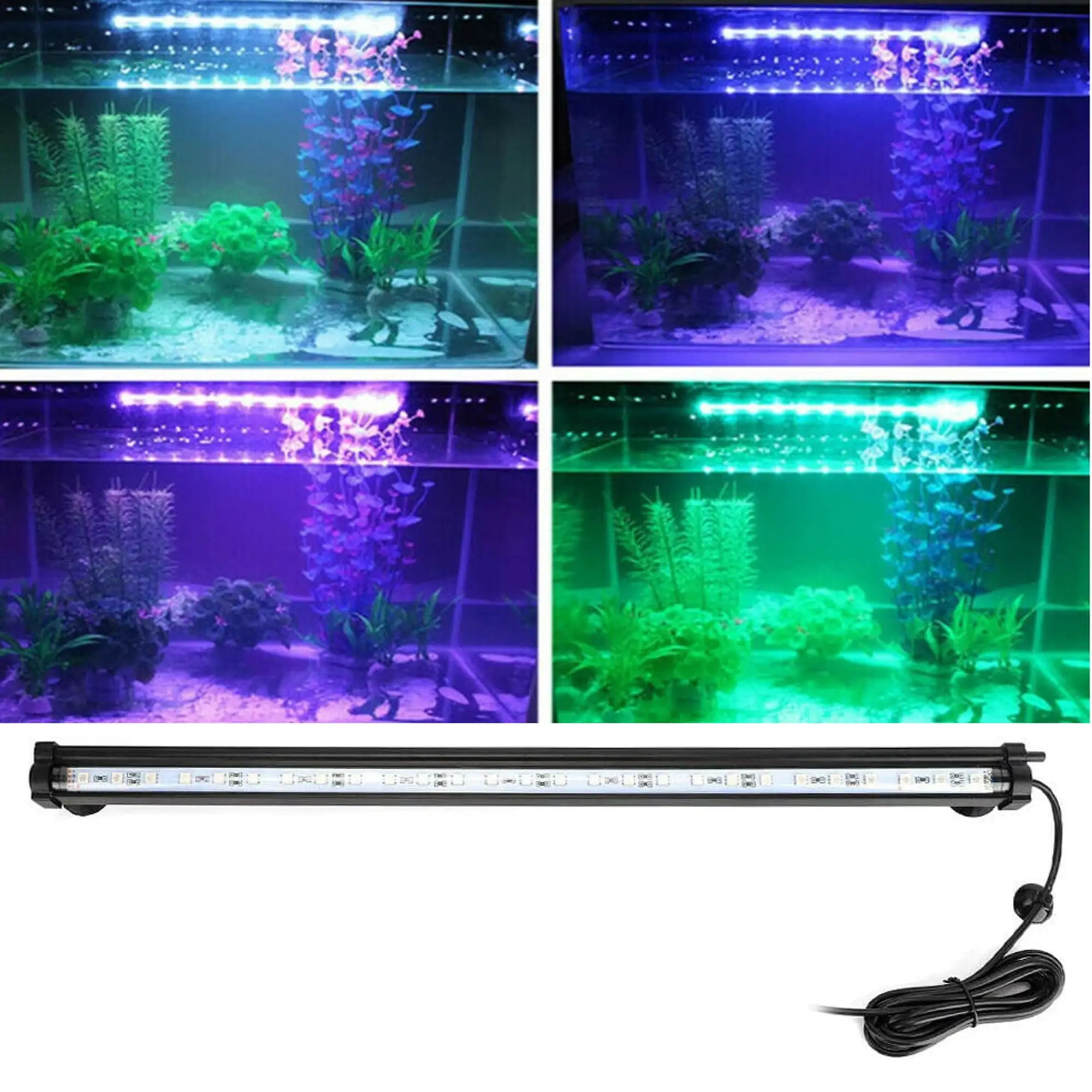 12 Aquarium Light with Air Bubble Hole RGB LED Fish Tank Light with 16 Colors and 4 Modes IP68 Waterproof LED Aquarium Lights with Remote Controller for Fish Tank