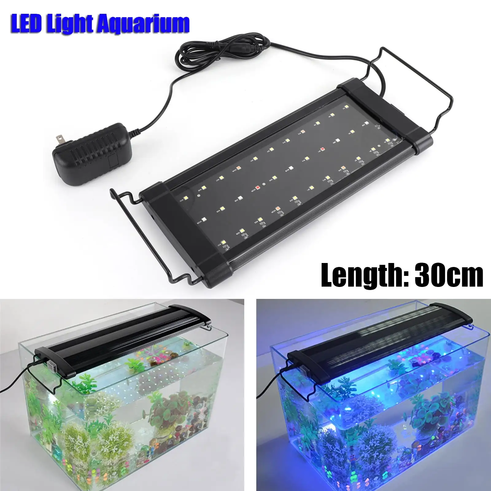 12 Inch 30cm LED Light Aquarium Fish Tank 0.2W Full Spectrum Plant Marine