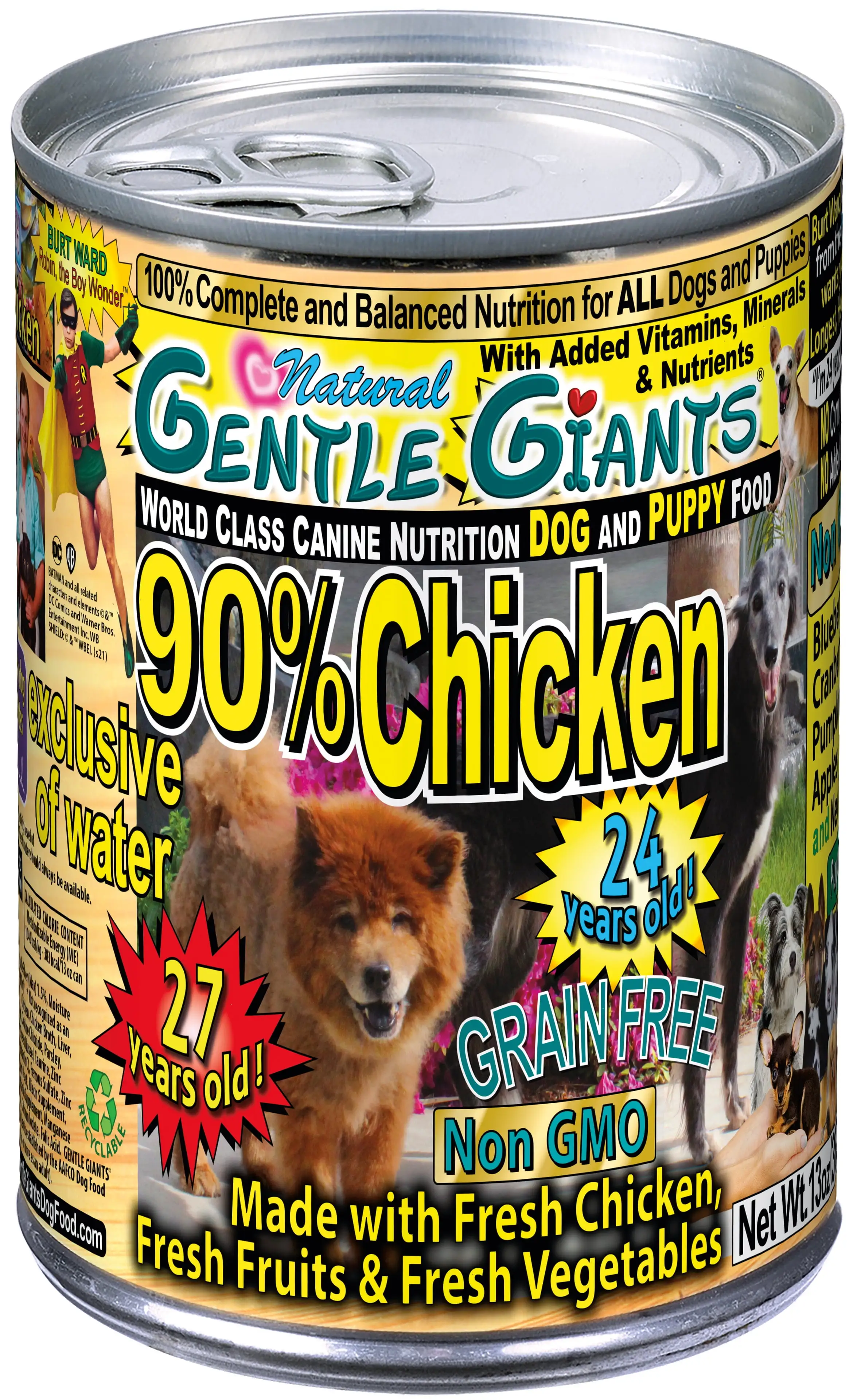 (12 Pack) Gentle Giants Canine Nutrition 90% Chicken Grain-Free Wet Dog Food. 13 oz