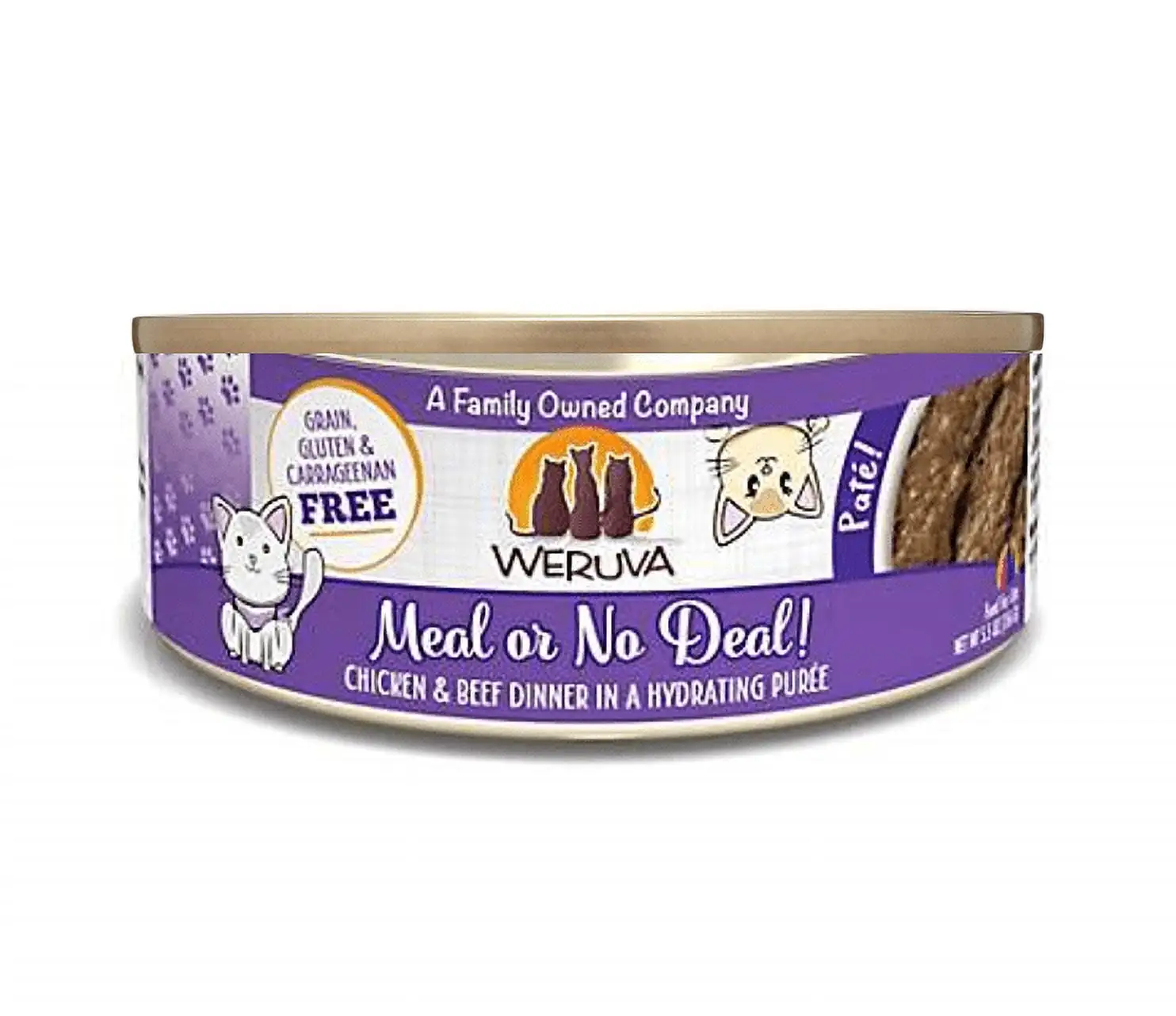 (12 Pack) Weruva Pate Meal or No Deal! Chicken & Beef Dinner in a Hydrating Puree Wet Cat food. 3 oz. Cans