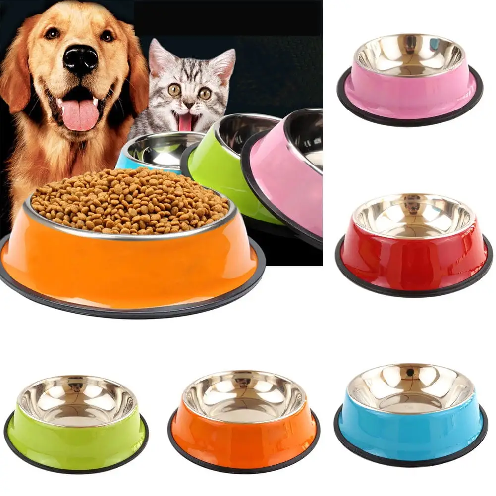 Stainless Steel Pet Bowl Home Water Food Feeding Dish Feed Bowl For Dog Cat