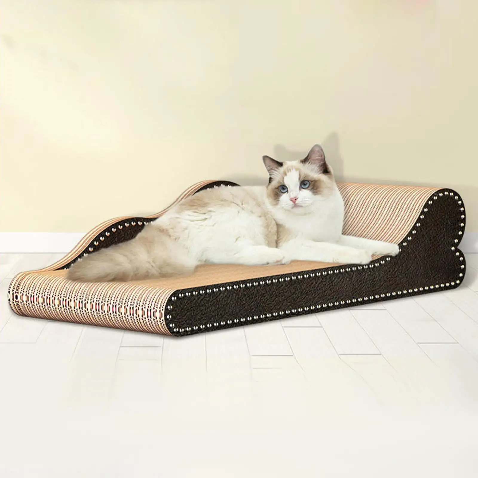 Cat Scratcher Lounge Sturdy Cardboard Cat Scratch Pad Furniture Protection Couch 68cmx40cmx17cm