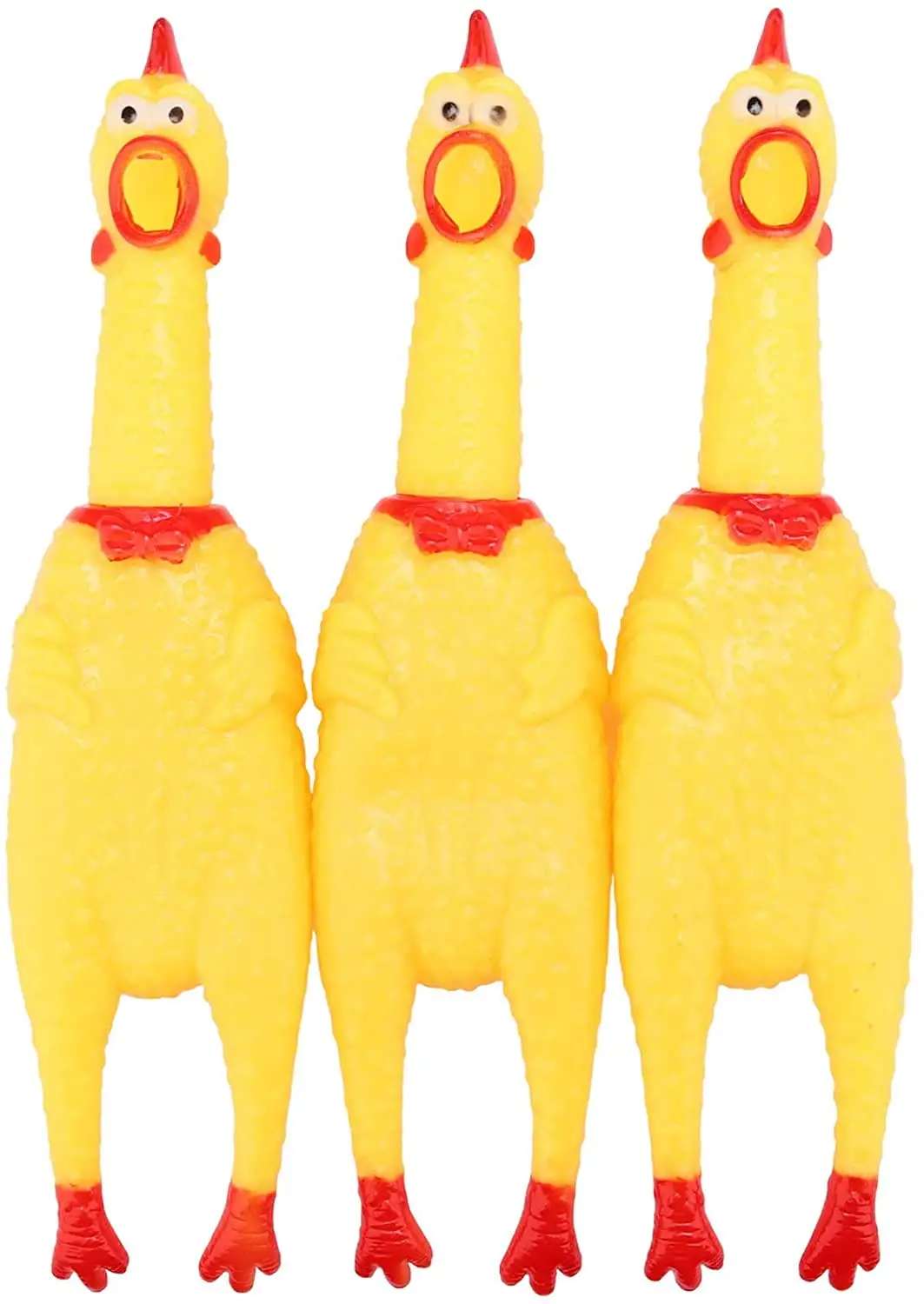 Laytek Extra Load Squawking Rubber Chicken - Large 14.5 or 37cm - Yellow Squeeze Squeaky and Screaming Chicken for Kids or Adults Value 3 Pack