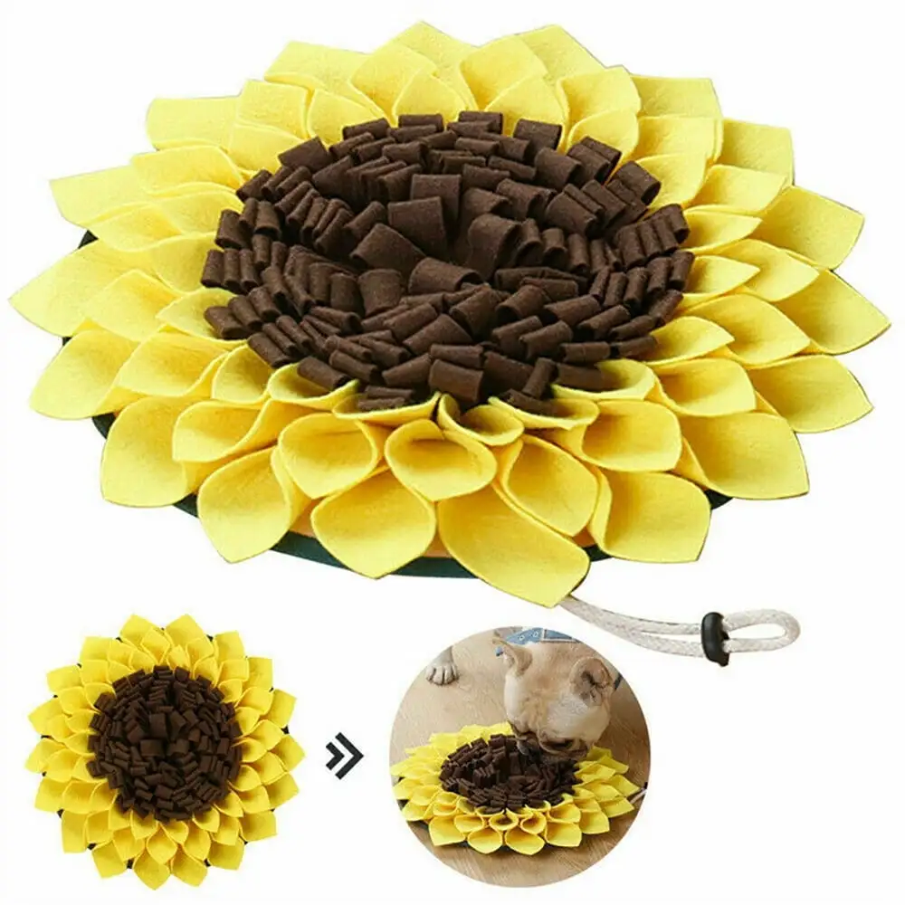 15 Sunflower Pet Dog Snuffle Mat. Multi-Functional Feeding Mat Slow Feeder Bowl for Small Medium Large Dogs. Encourages Natural Foraging Skills. Machine Washable