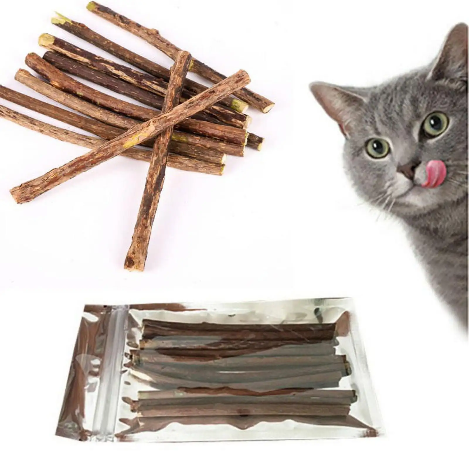 15 or 20pcs/lot Natural Catnip Pet Cat Snacks Sticks Cleaning Tooth Cat Chew Toys