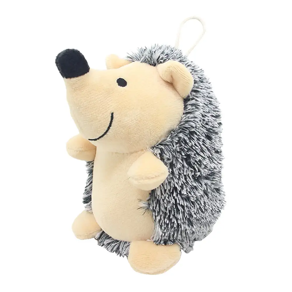 TBOLINE Hedgehog Plush Sounding Pet Dog Puzzle Chewing Soft Hedgehog Toy (Black)