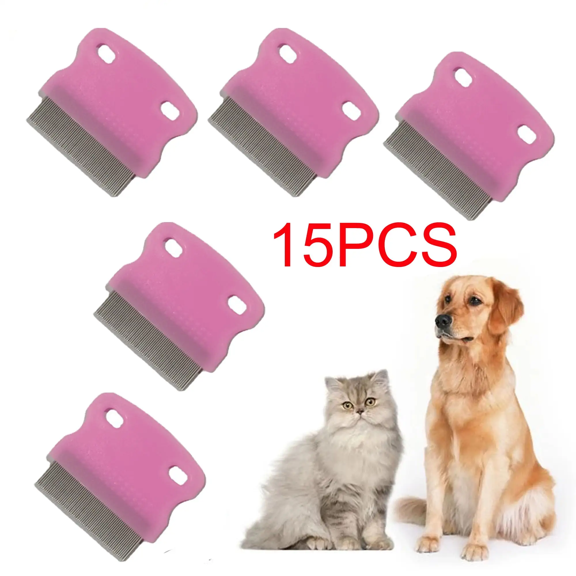 15PCS Pet Flea Comb with Stainless Steel Teeth and lice comb Haired Dog Cat Comb