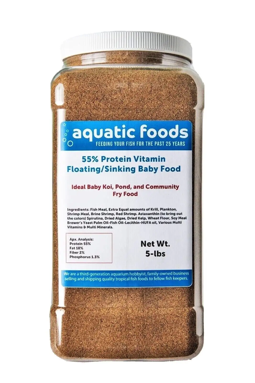 55% Protein Vitamin Rich Floating/Sinking Fry & Community Tropical Fish Food...5-lb Lg Jar