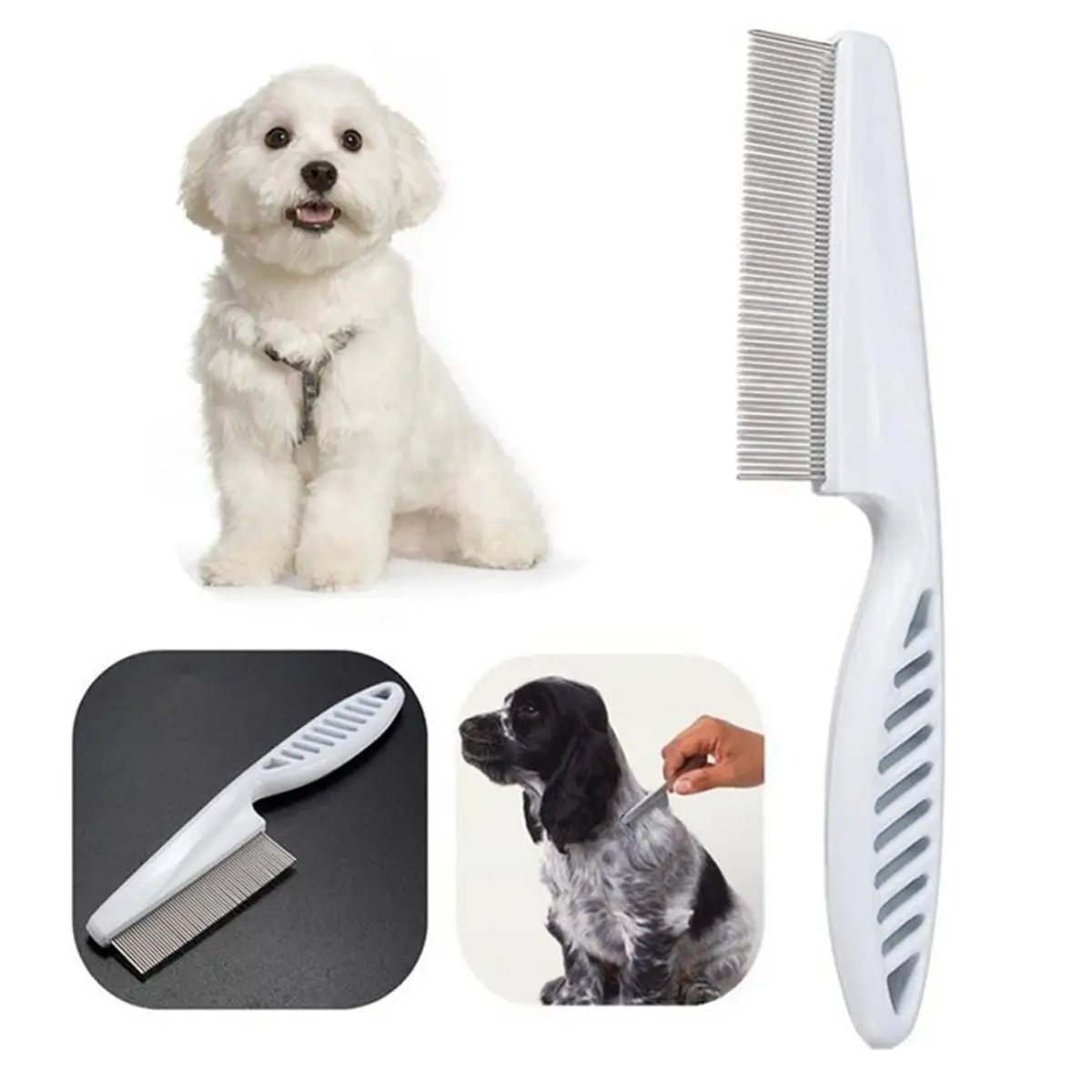 TureClos Pet Cats Stainless Steel Flea Needle Comb Long Hair Dog Hair Removal Beauty Comb