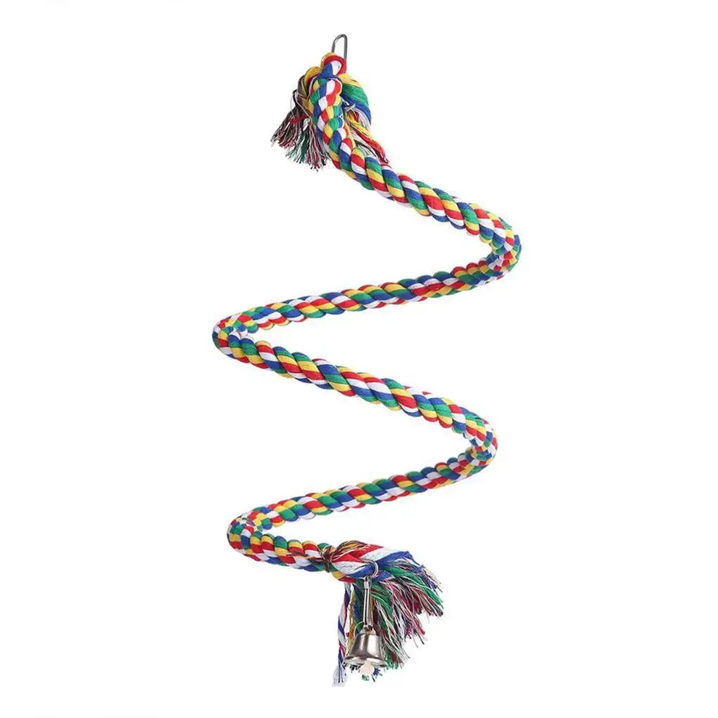 Parrot Rope Toy with Bell Braided Parrot Chew Rope Bird Cage Cockatiel Toy Pet Bird Training Accessories Pet Plaything Supplies