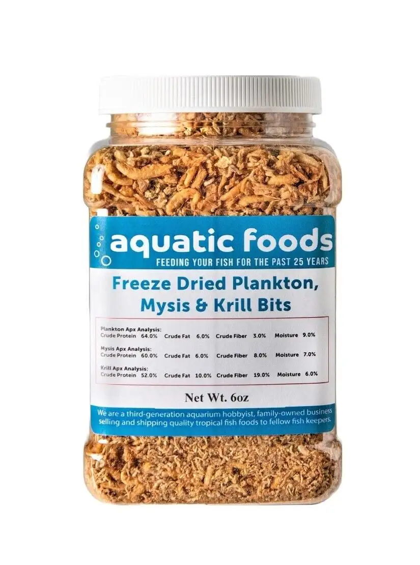 Plankton. Mysis Shrimp & Arctic Krill Bits- Freeze Dried for for Marines. Corals. Anemones. Koi & Pond Fish. Cichlids. All Tropical Fisha?|6oz Med Jar