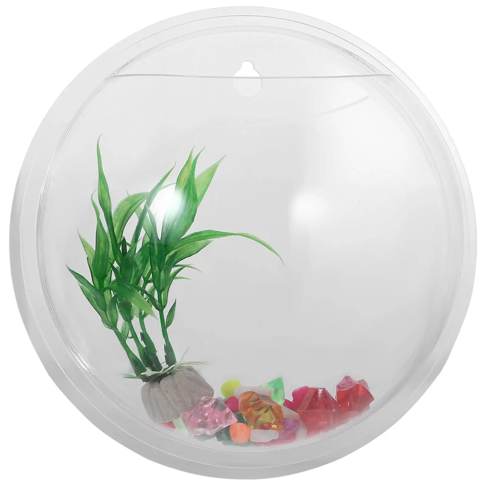 19.5cm Diameter Creative Wall Mounted Acrylic Fish Bowl Hanging Aquarium Fish Tank Transparent Home Ornament