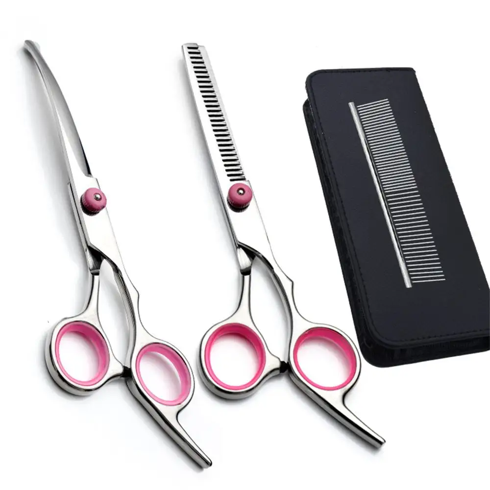 4PCS Professional Pet Dog Cat Grooming Scissors with Safety Round Tips.Stainless Steel Up-Curved Pet Grooming Scissors