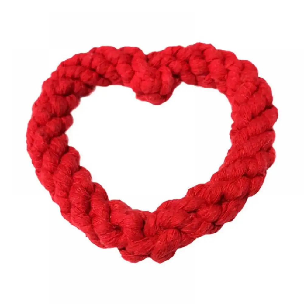 1Piece Valentine's Day Heart Shaped Rope Dog Chew Toys Pet Toys for Valentine's Day Dog Supplies